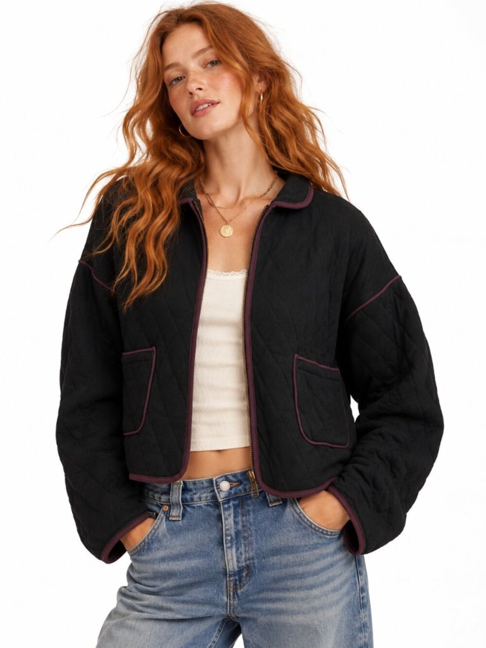 Known Supply Elderberry Quilted Jacket Black Fudge Organic Cotton NWT Small